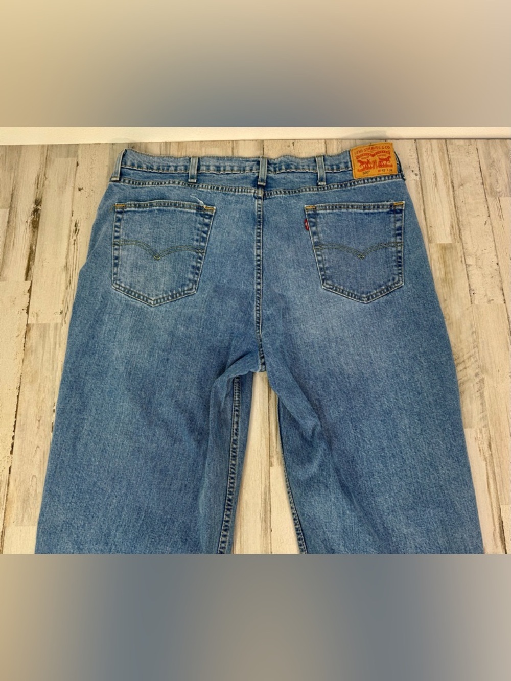 Levis 550 Pants Jeans Men 42x33 Denim Stretch Blue Straight - Picture 11 of 12